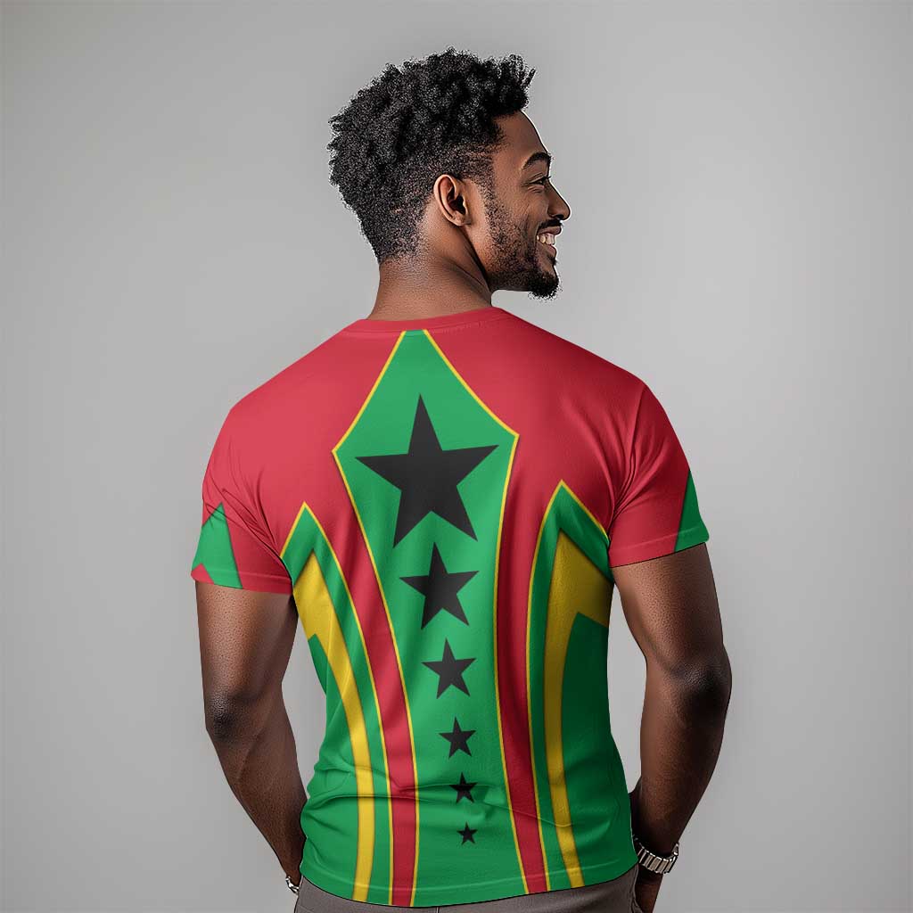 Guinea Bissau T shirt Red Green Yellow Stripe Design and Black Star TS04