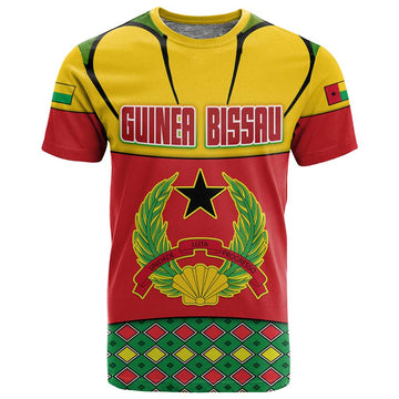 Guinea Bissau T shirt Red Yellow Green Geometric TS04