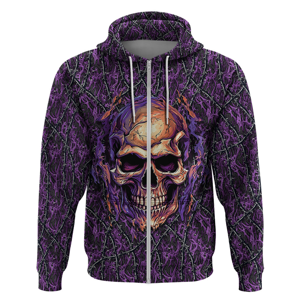 Skull Hoodie Hello Darkness My Old Friend - Horror Seamless Pattern Purple TS04