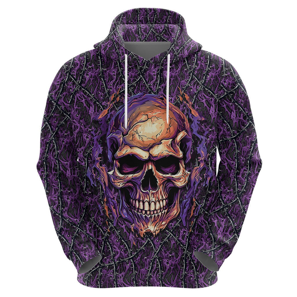Skull Hoodie Hello Darkness My Old Friend - Horror Seamless Pattern Purple TS04