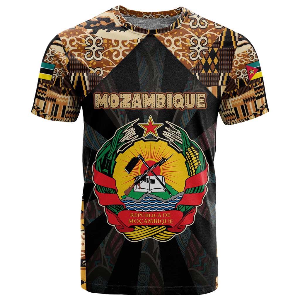 Mozambique T shirt Black Brown Tribal Design TS04