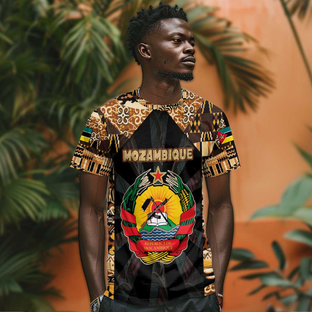 Mozambique T shirt Black Brown Tribal Design TS04