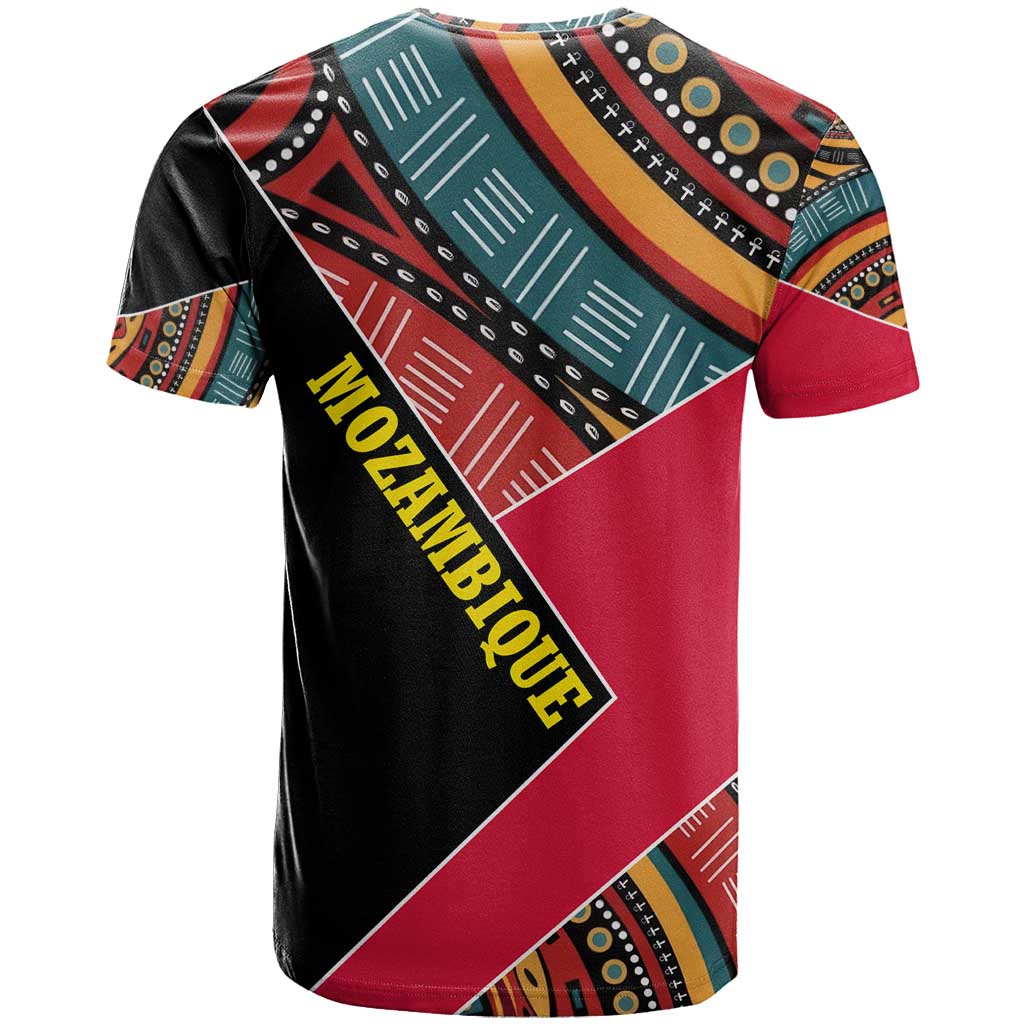 Mozambique T shirt Red Black Geometric Design and Tribal Pattern TS04