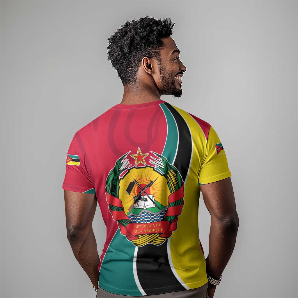 Mozambique T shirt Red Yellow Green Wave Design TS04