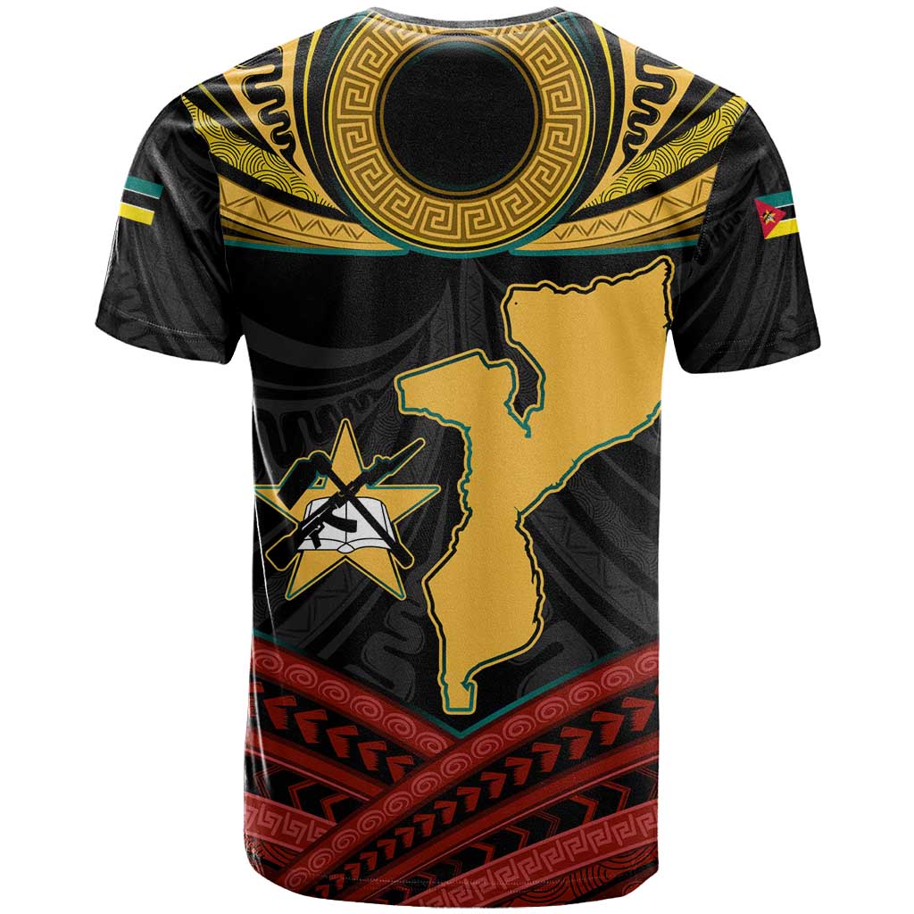 Mozambique T shirt Black Red Tribal Design Map TS04
