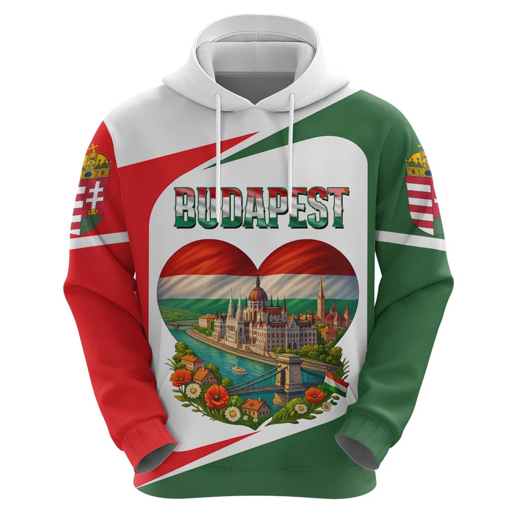 Hungary Hoodie with Budapest Heart Illustration Design and Crown Emblem TS04