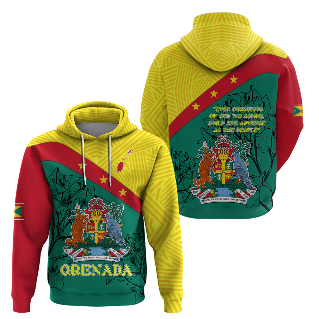 Grenada Hoodie Coat Of Arms With Bougainvillea Flowers TS06