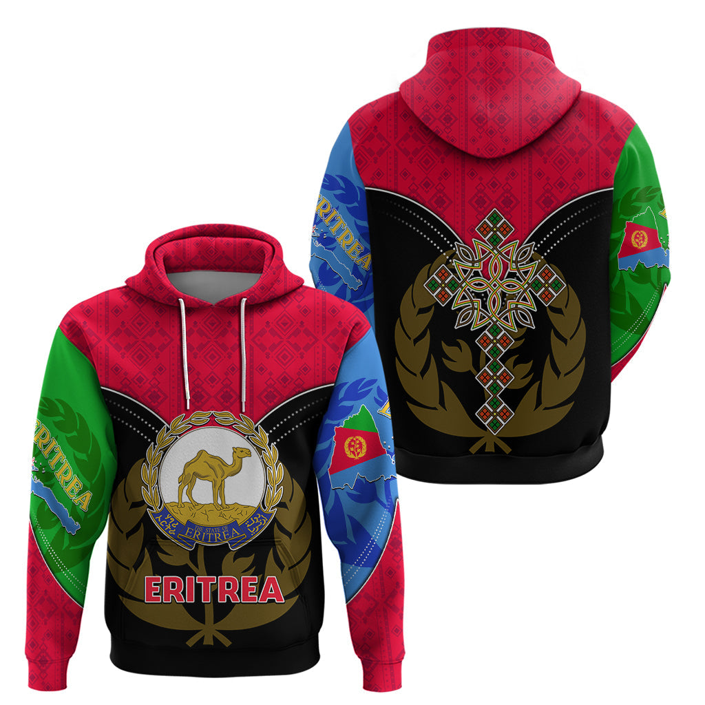 Eritrea Hoodie Coat Of Arms And Map With Cross TS06