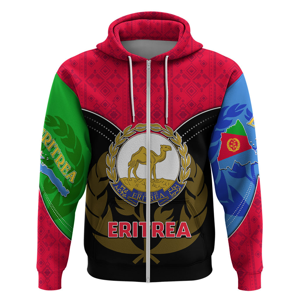 Eritrea Hoodie Coat Of Arms And Map With Cross TS06