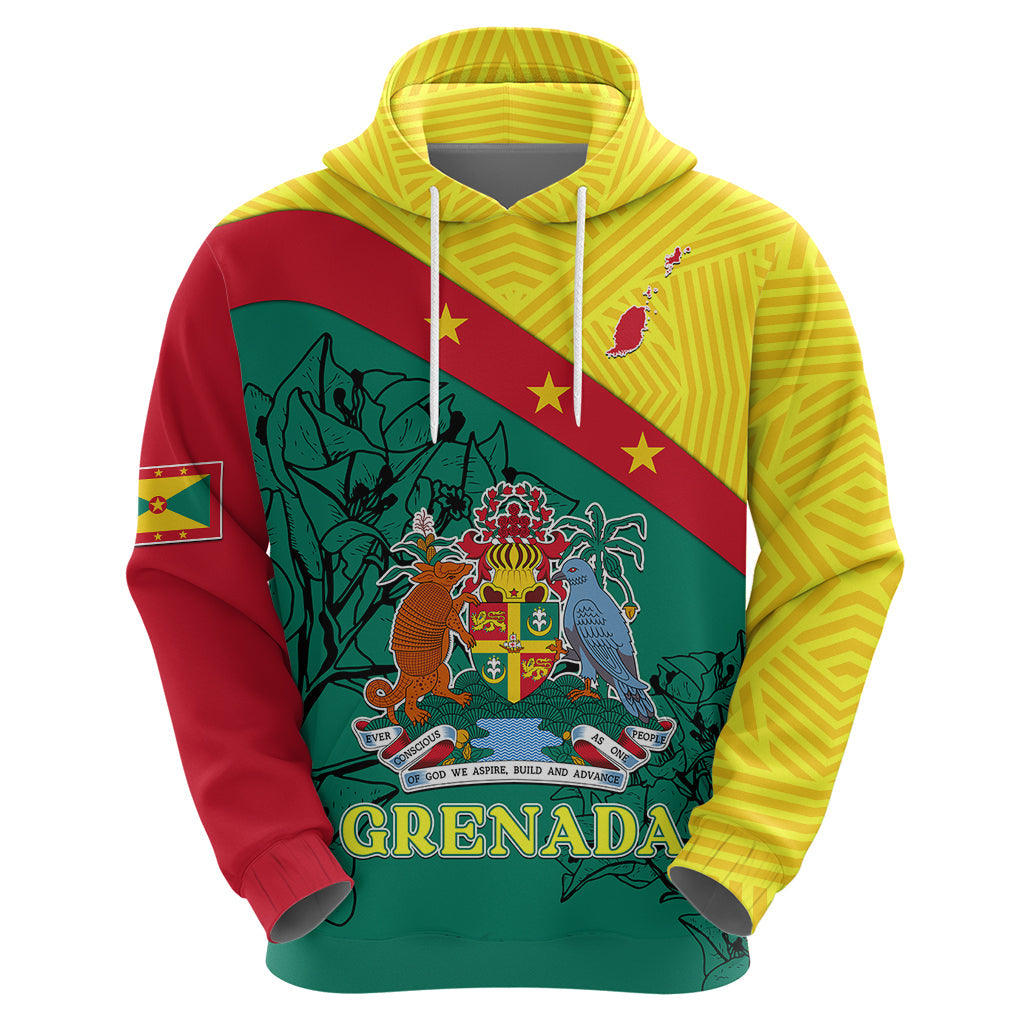 Grenada Hoodie Coat Of Arms With Bougainvillea Flowers TS06