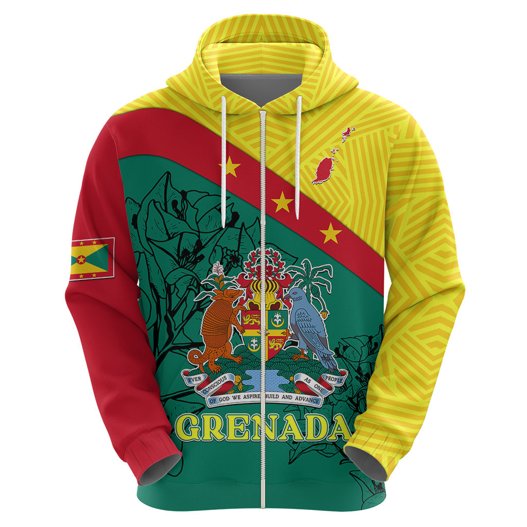 Grenada Hoodie Coat Of Arms With Bougainvillea Flowers TS06