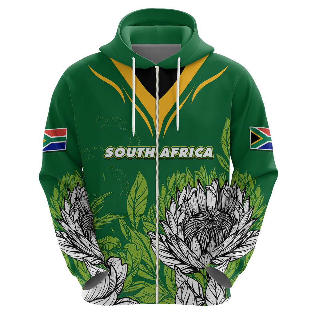 Personalised South Africa Hoodie King Protea With Flag TS06