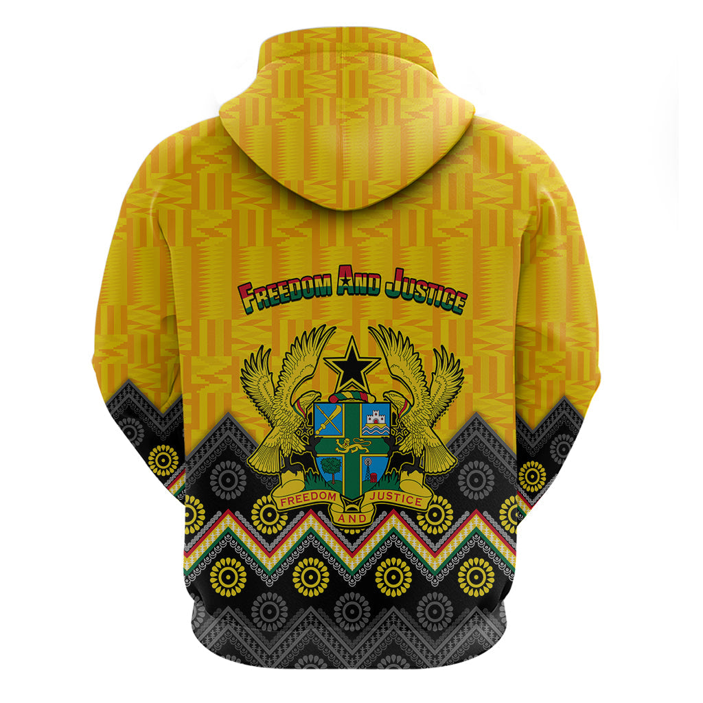 Ghana Hoodie Kente Pattern And Adinkra Pattern Mix Coat Of Arms TS06