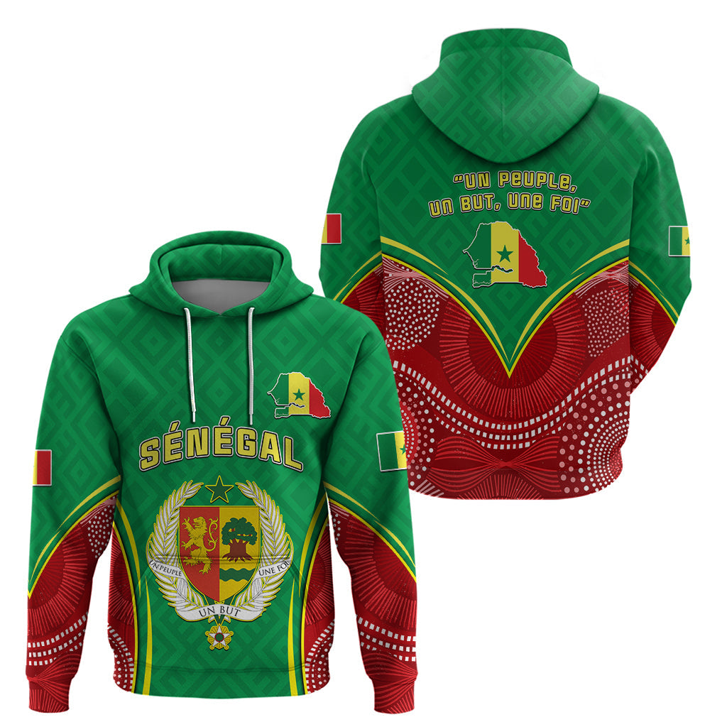 Senegal Hoodie Africa Tribal Pattern With Coat Of Arms TS06