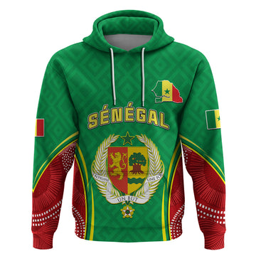 Personalised Senegal Hoodie Africa Tribal Pattern With Coat Of Arms TS06