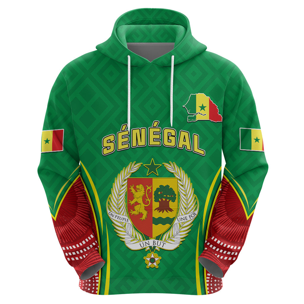 Personalised Senegal Hoodie Africa Tribal Pattern With Coat Of Arms TS06