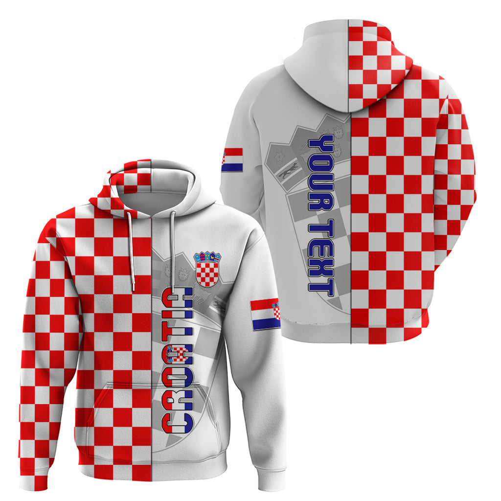 Personalised Croatia Hoodie Chessboard Mix Coat Of Arms TS06