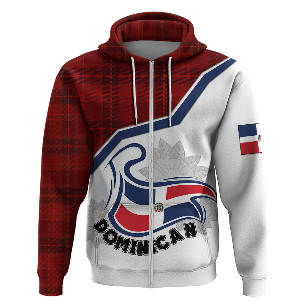 Personlised Dominican Republic Hoodie Dominicana Plaid Pattern Mix Coat Of Arms TS06