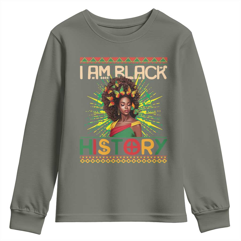 I Am Black History Youth Sweatshirt African American Women Pretty Butterfly TS09