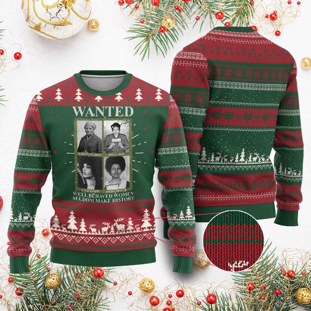 Black Women History Ugly Christmas Sweater Harriet Tubman Rosa Parks Angela Davis Assata Shakur TS09