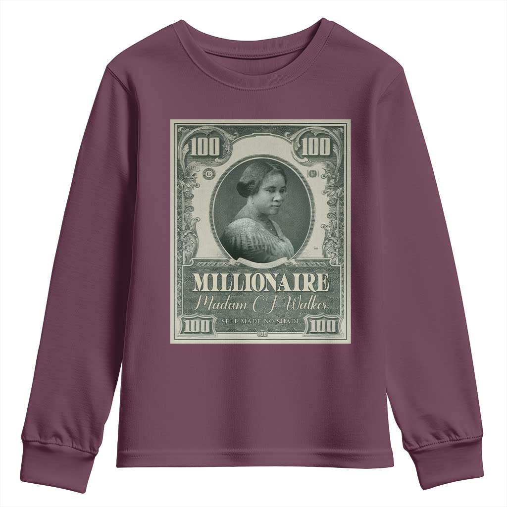 Madam C.J. Walker Youth Sweatshirt Millionaire Black Women Pride TS09