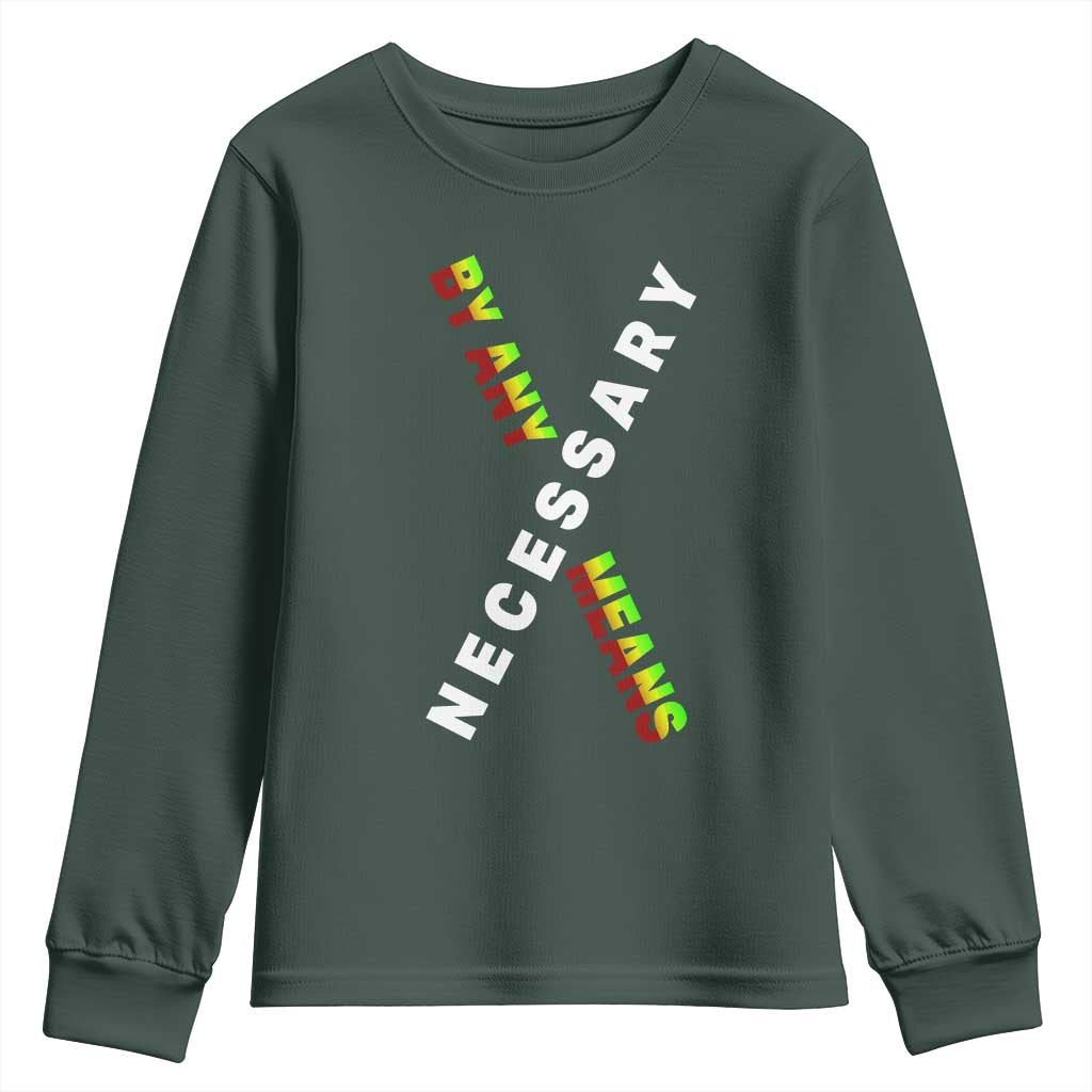 Malcolm X Youth Sweatshirt By Any Means Necessary Black History TS09