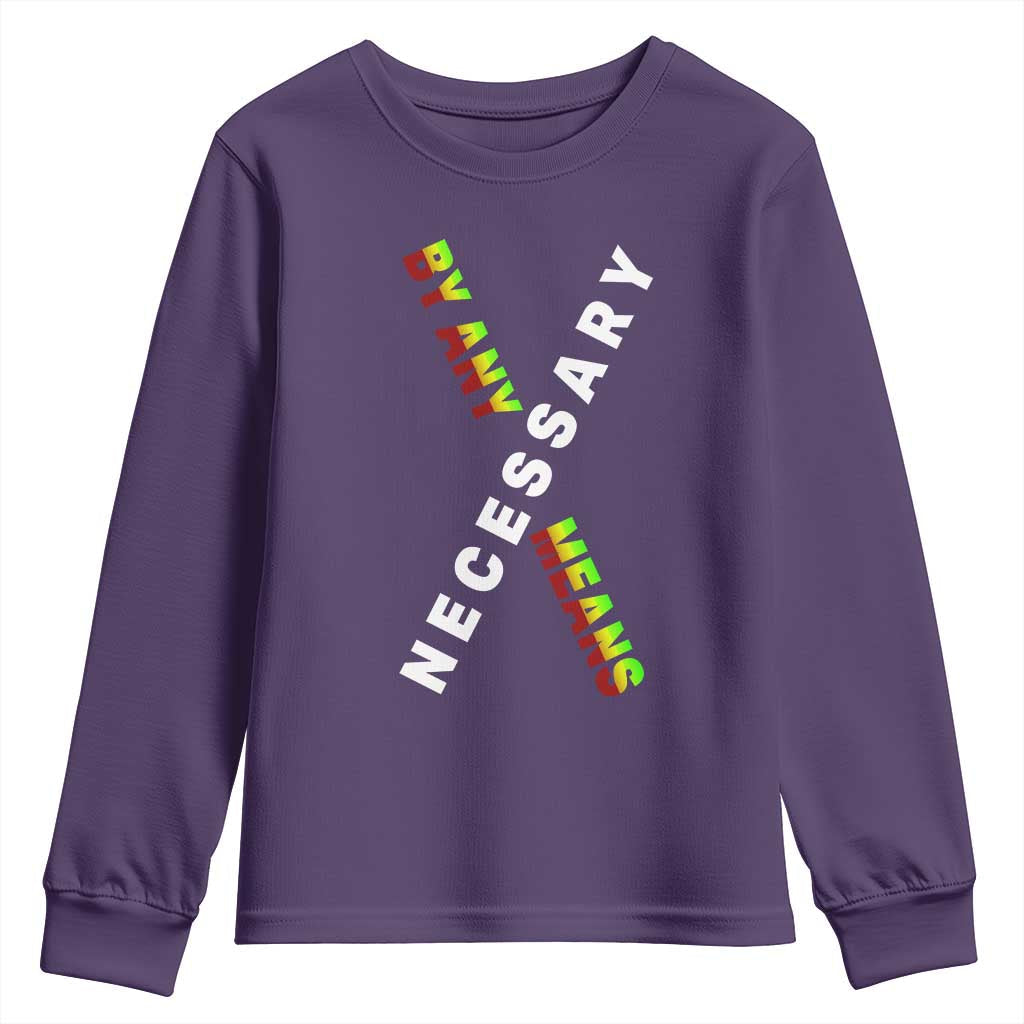 Malcolm X Youth Sweatshirt By Any Means Necessary Black History TS09