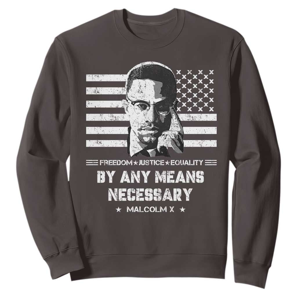 Malcolm X Sweatshirt By Any Means Necessary American Flag TS09