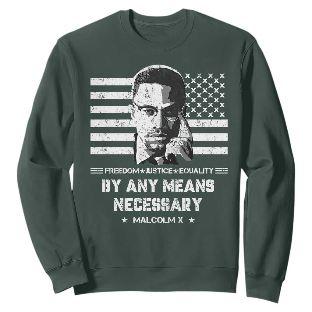 Malcolm X Sweatshirt By Any Means Necessary American Flag TS09