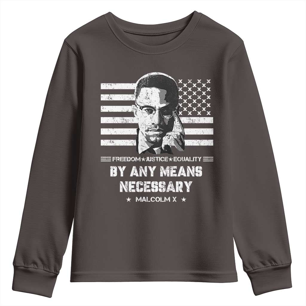 Malcolm X Youth Sweatshirt By Any Means Necessary American Flag TS09