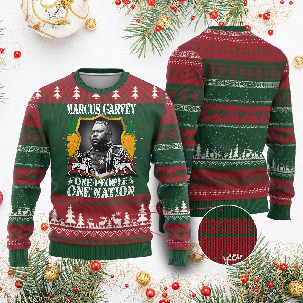 Marcus Garvey Ugly Christmas Sweater One People One Nation Jamaica Legends Rasta TS09