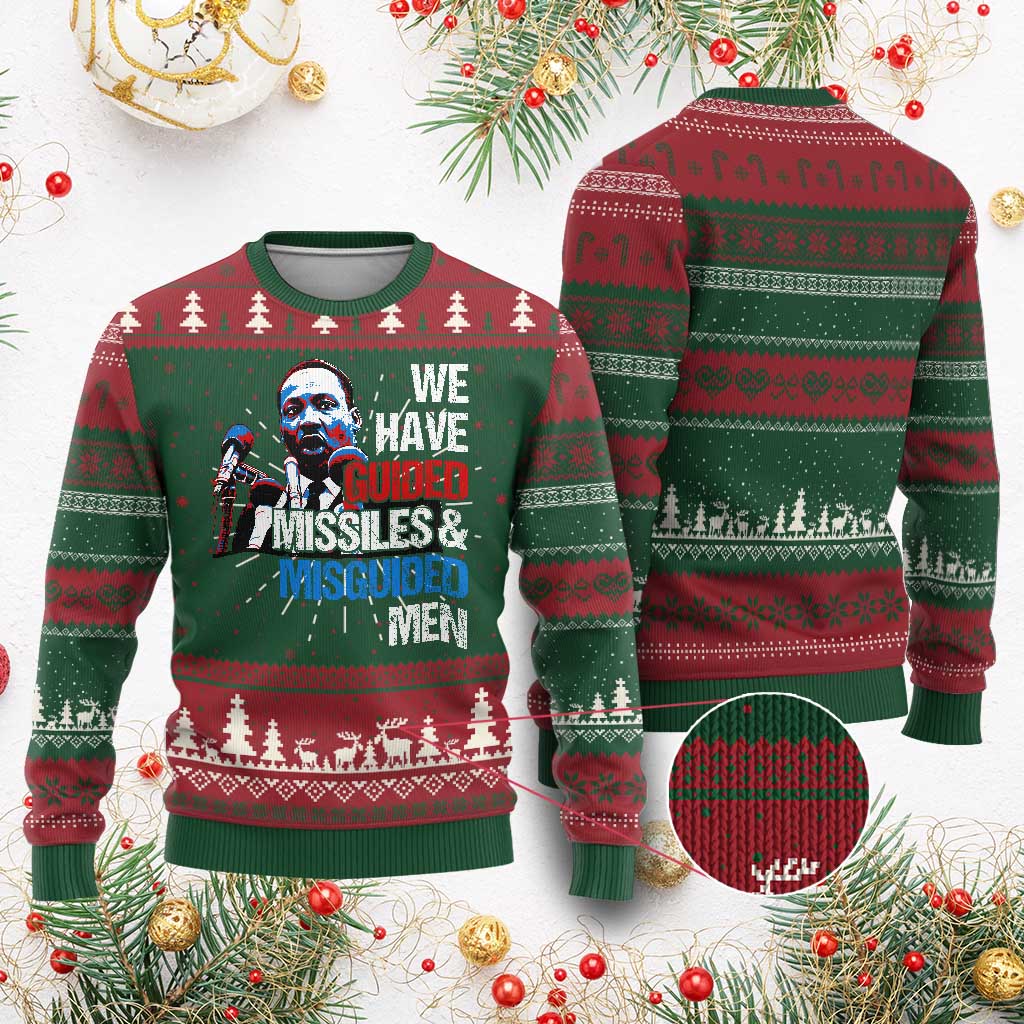 Martin Luther King Jr Ugly Christmas Sweater We Have Guided Missiles And Misguided Men TS09