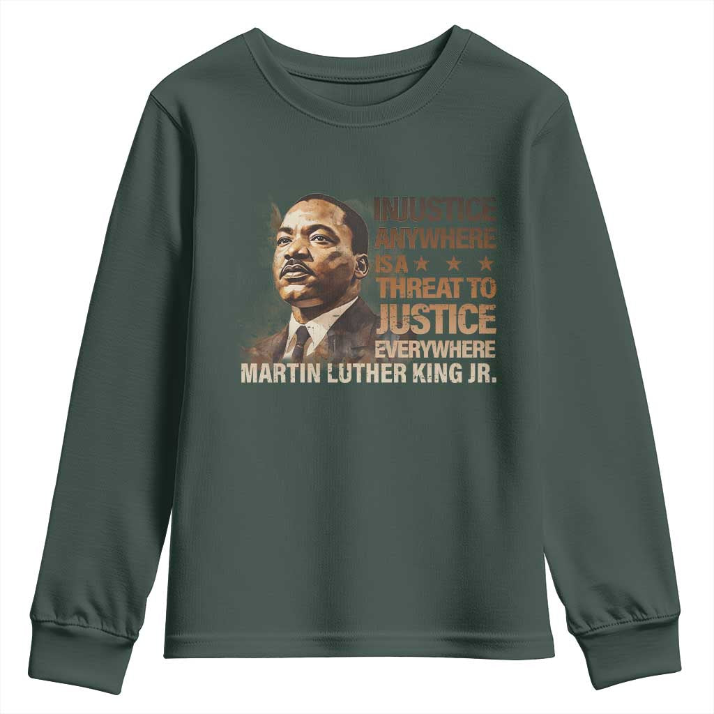 Martin Luther King Jr Youth Sweatshirt Injustice Anywhere Is A Threat To Justice Everywhere MLK Day TS09