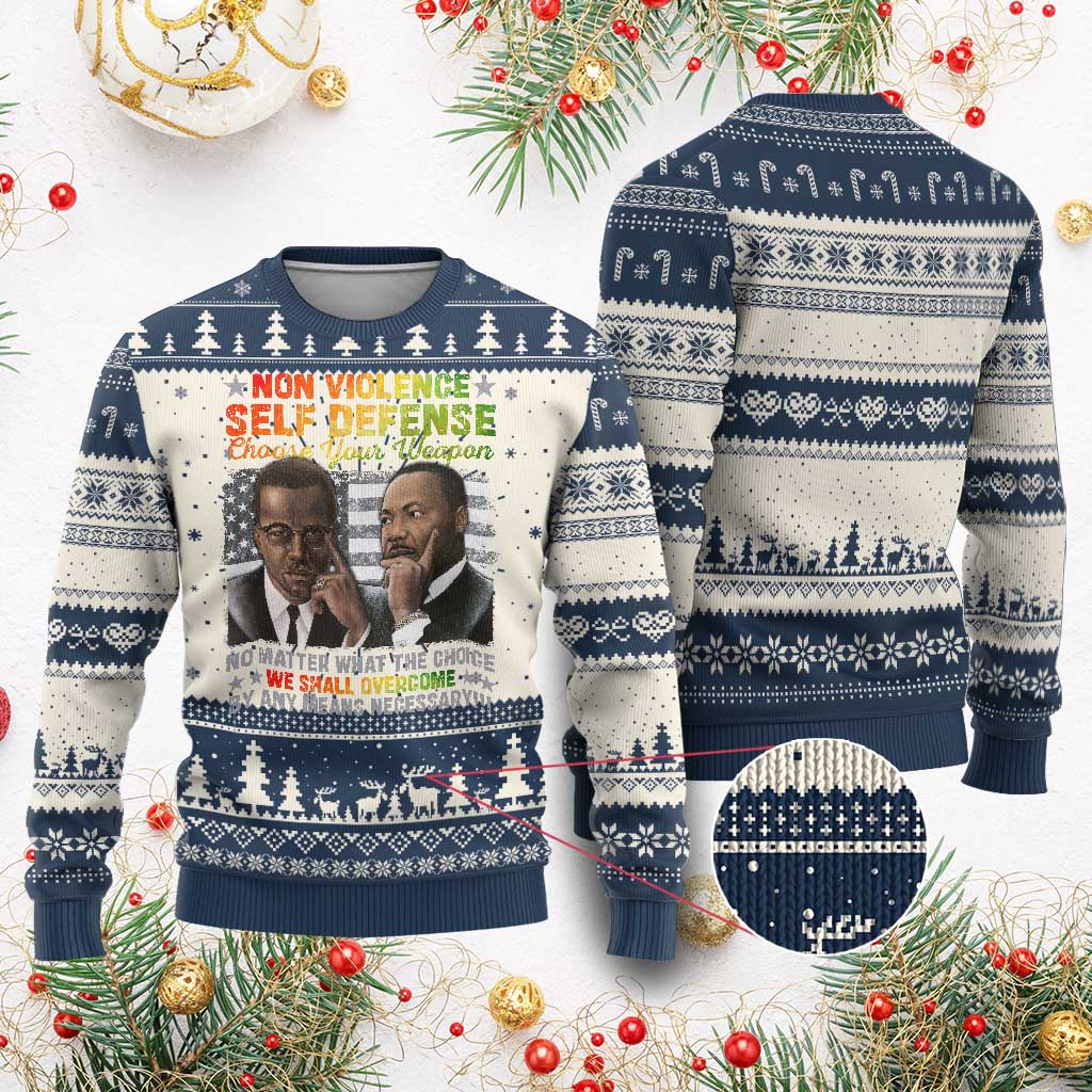 Martin Luther King Jr Malcolm X Ugly Christmas Sweater Choose Your Weapon No Matter What The Choice TS09