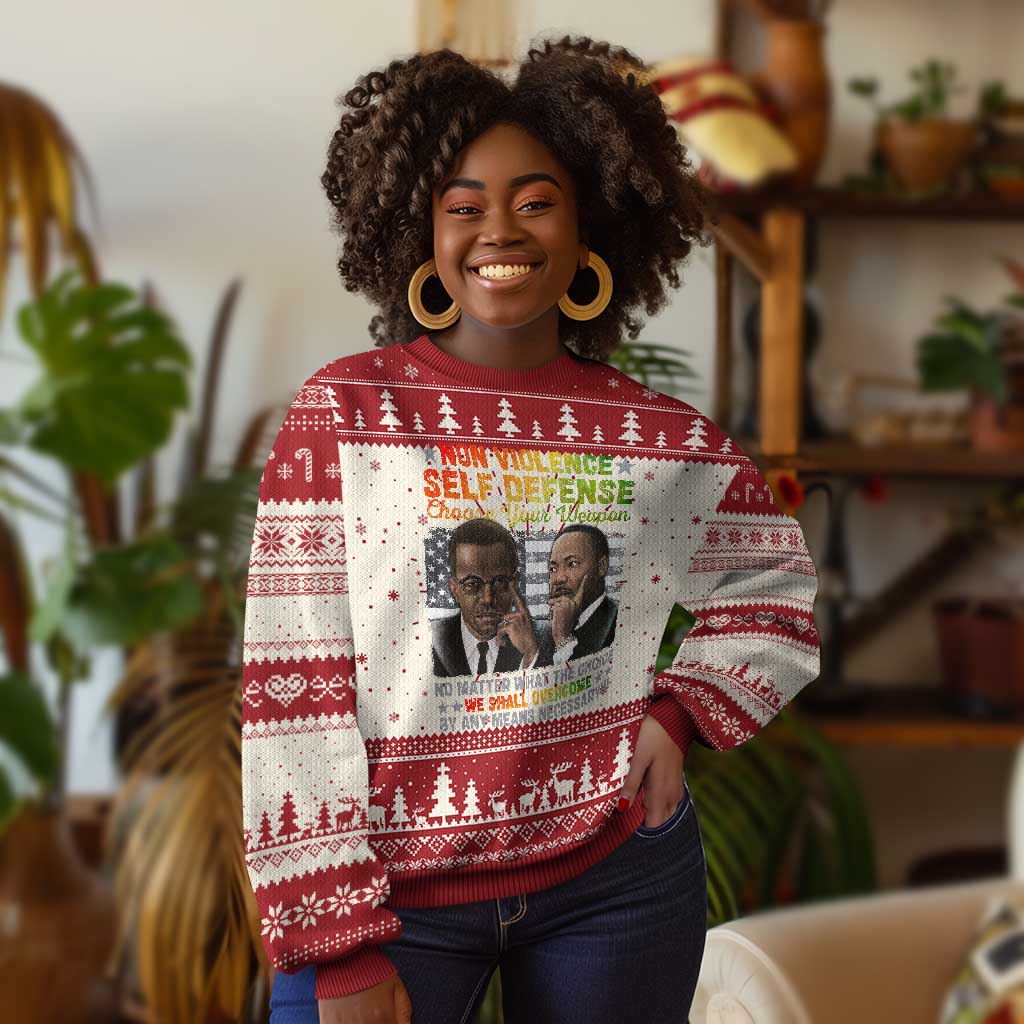 Martin Luther King Jr Malcolm X Ugly Christmas Sweater Choose Your Weapon No Matter What The Choice TS09