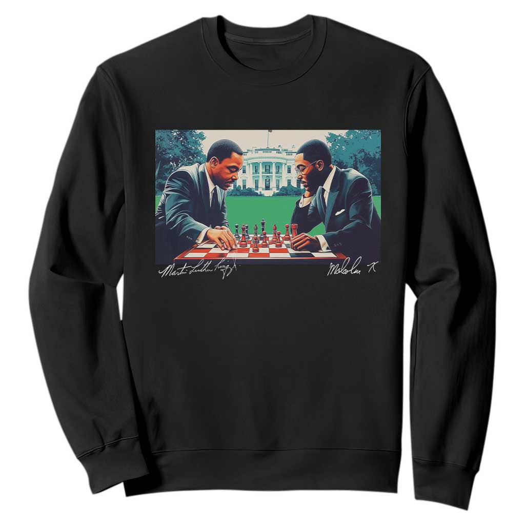 Malcolm X Martin Luther King Jr Sweatshirt Playing Chess White House Black History TS09