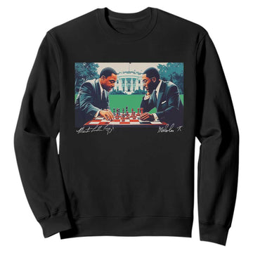 Malcolm X Martin Luther King Jr Sweatshirt Playing Chess White House Black History TS09