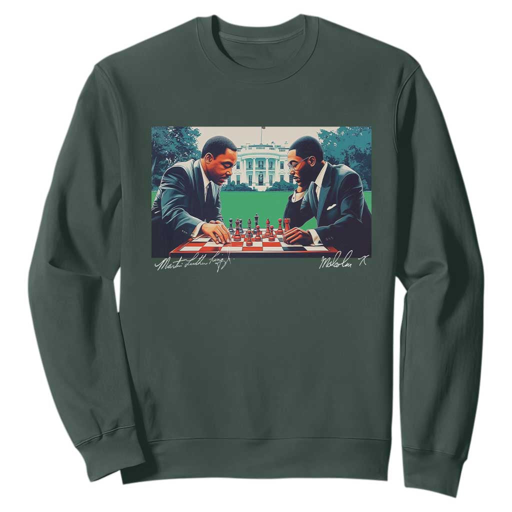 Malcolm X Martin Luther King Jr Sweatshirt Playing Chess White House Black History TS09
