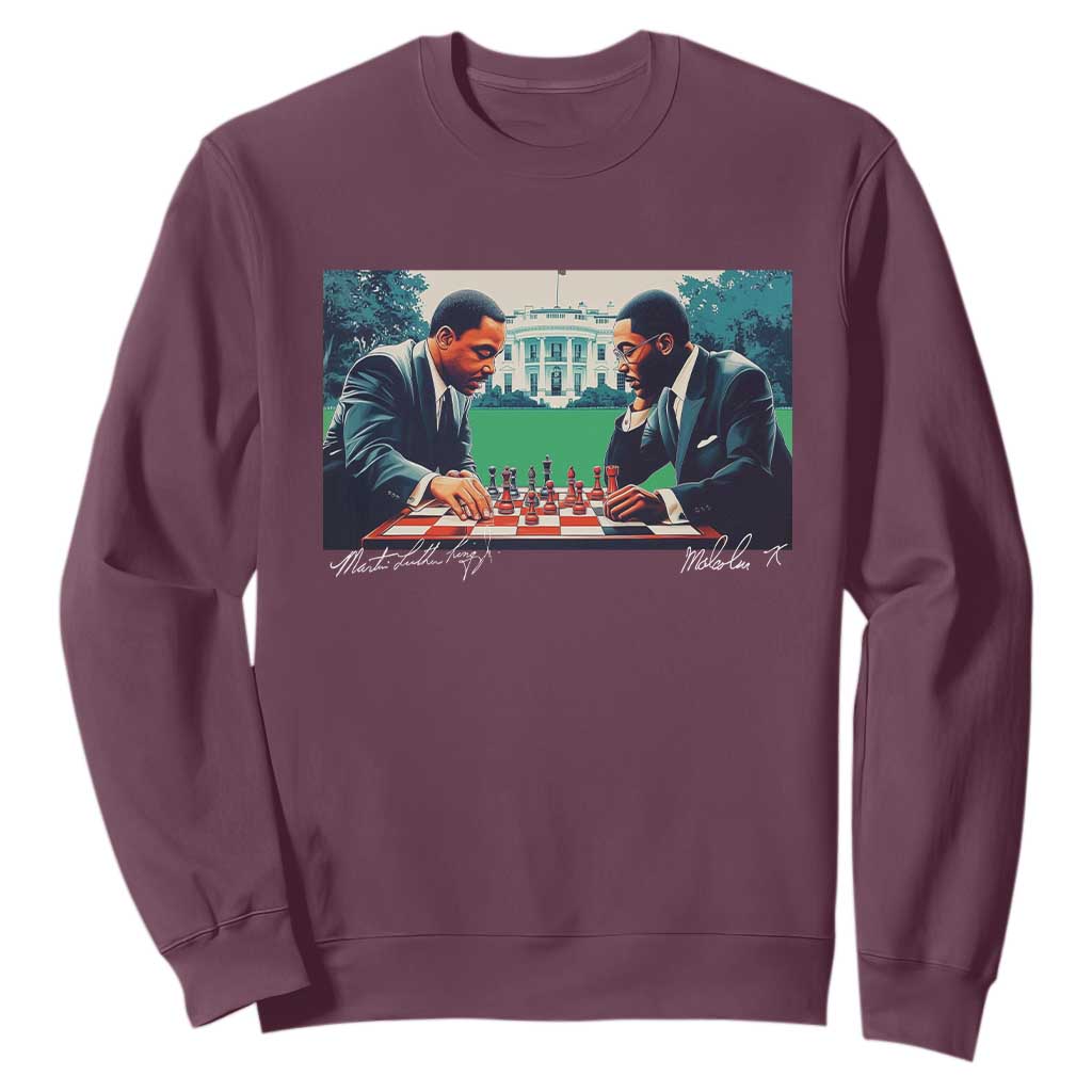 Malcolm X Martin Luther King Jr Sweatshirt Playing Chess White House Black History TS09