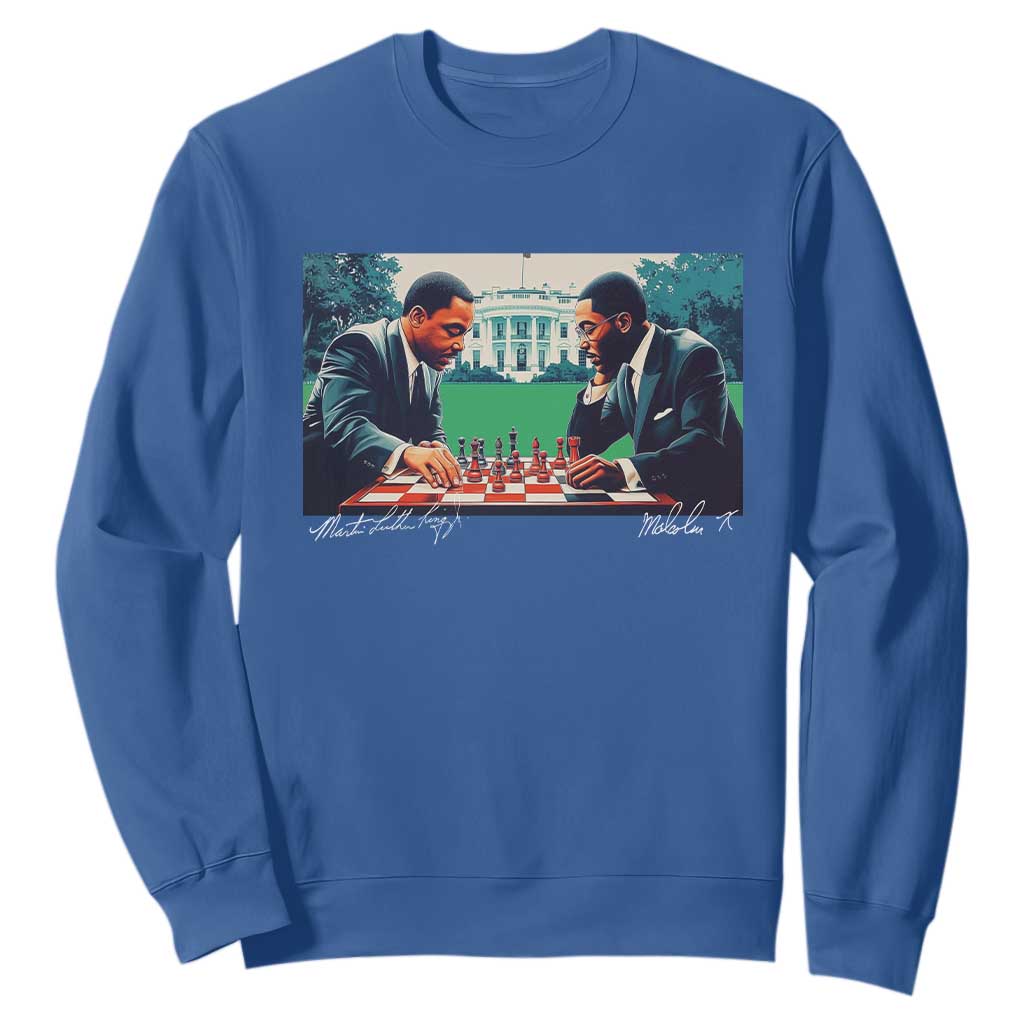Malcolm X Martin Luther King Jr Sweatshirt Playing Chess White House Black History TS09