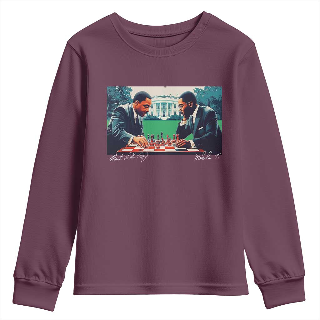 Malcolm X Martin Luther King Jr Youth Sweatshirt Playing Chess White House Black History TS09