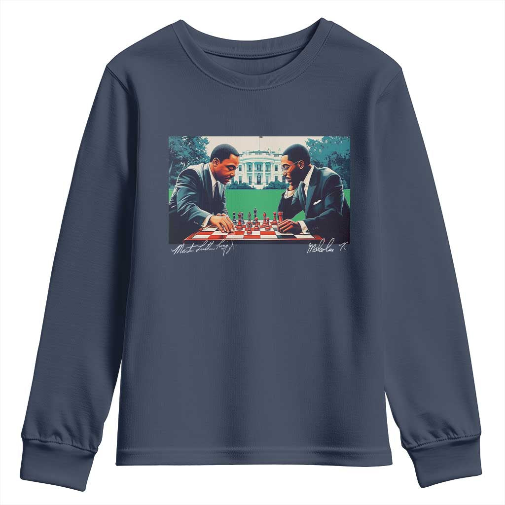 Malcolm X Martin Luther King Jr Youth Sweatshirt Playing Chess White House Black History TS09