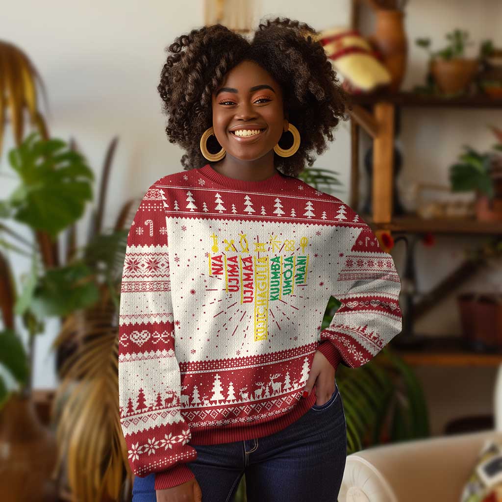 African American Christmas Ugly Christmas Sweater 7 Principles Of Kwanzaa TS09