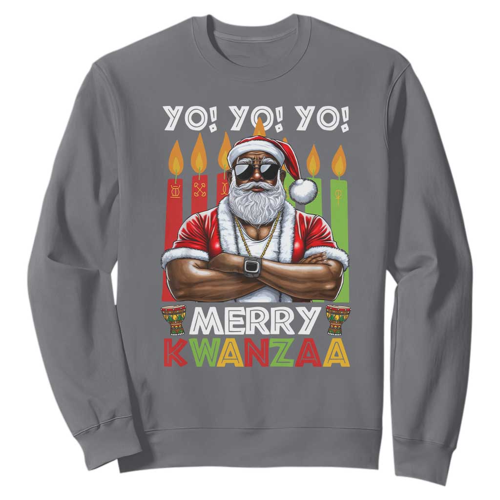 Merry Kwanzaa Sweatshirt Black Christmas African American Santa TS09