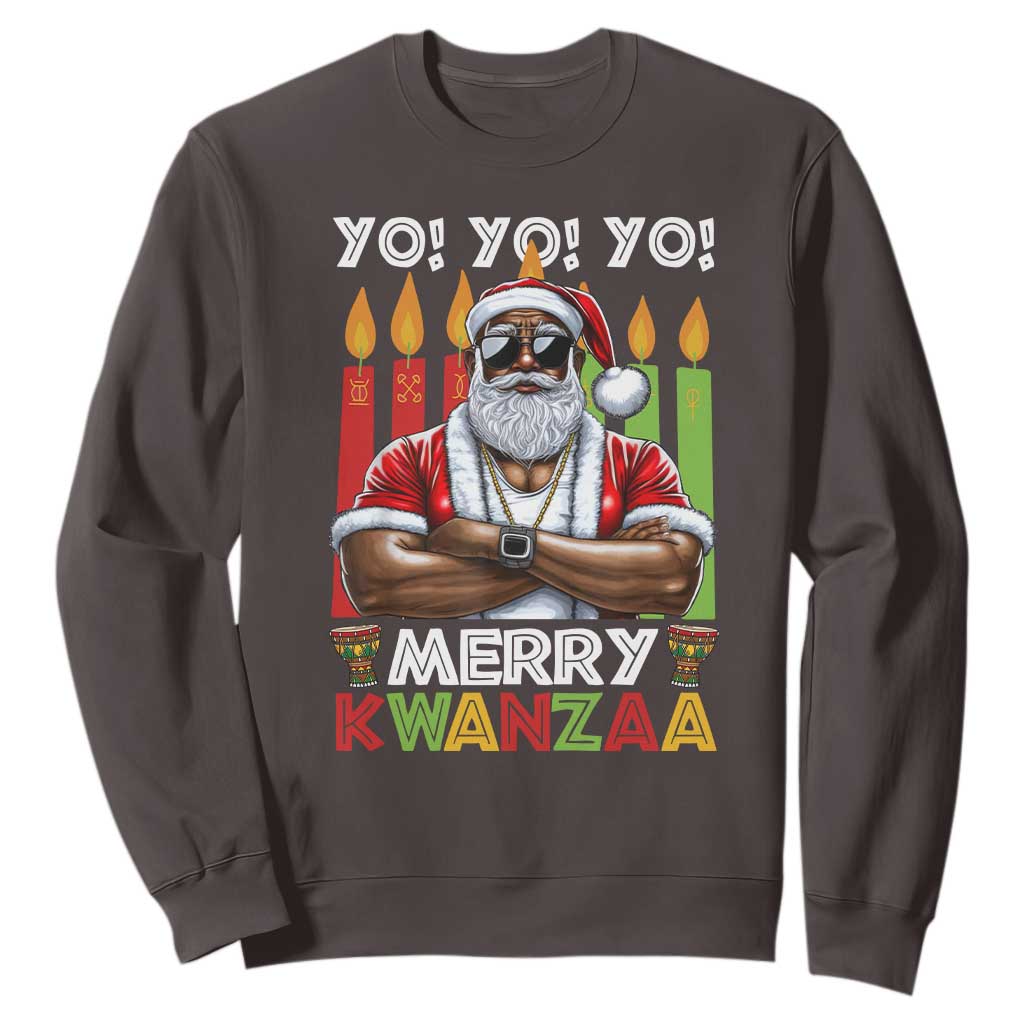 Merry Kwanzaa Sweatshirt Black Christmas African American Santa TS09