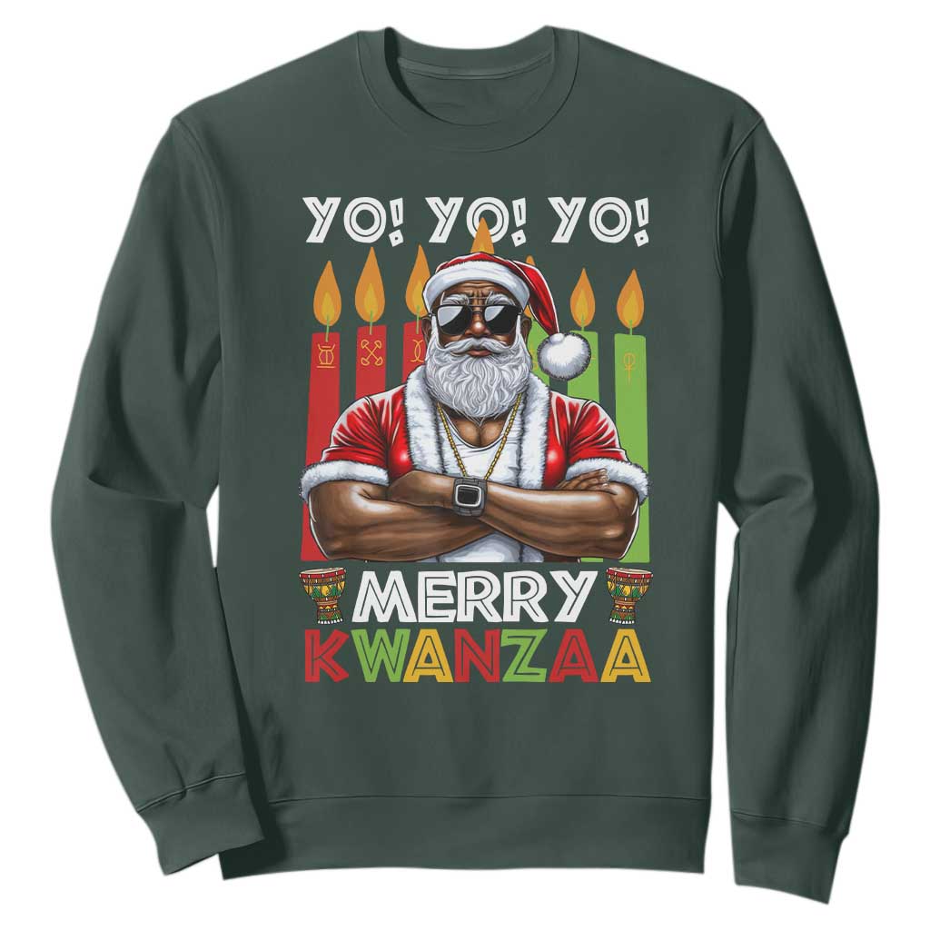 Merry Kwanzaa Sweatshirt Black Christmas African American Santa TS09