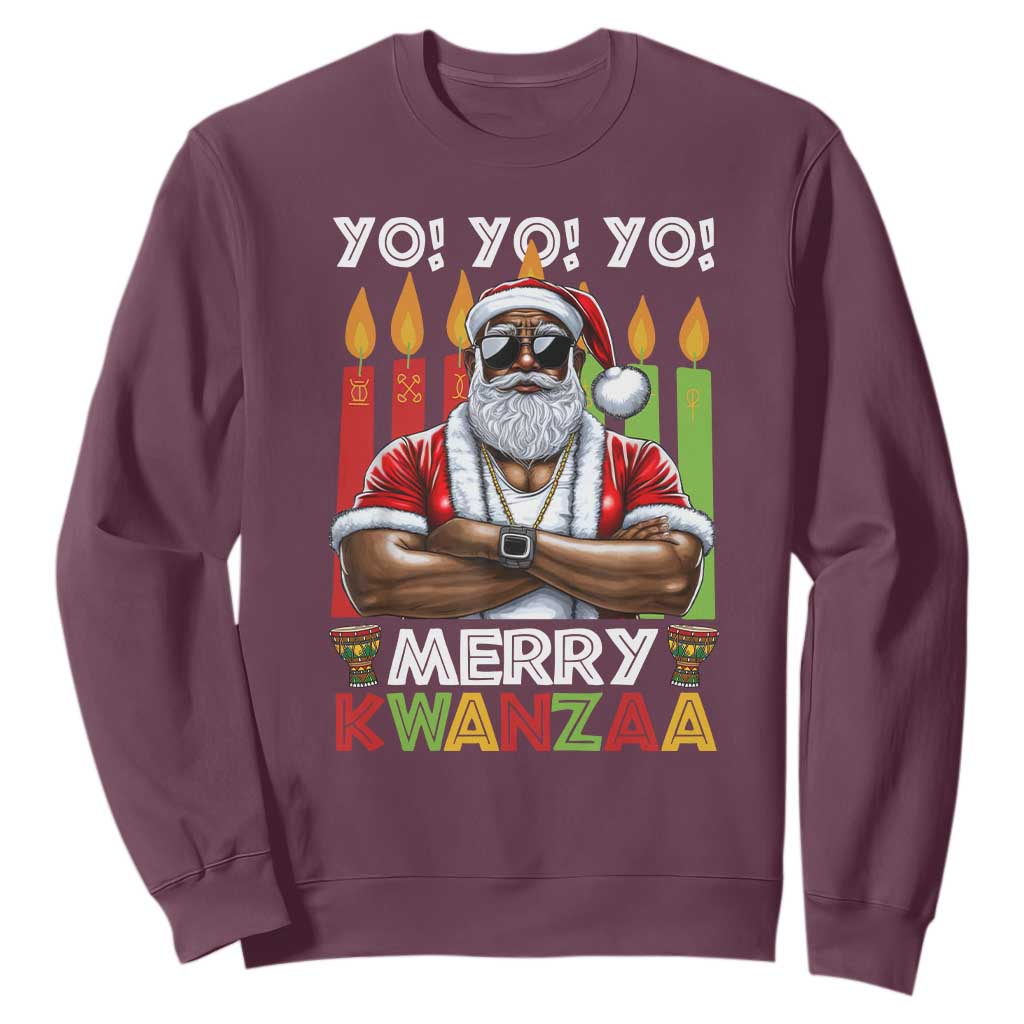 Merry Kwanzaa Sweatshirt Black Christmas African American Santa TS09