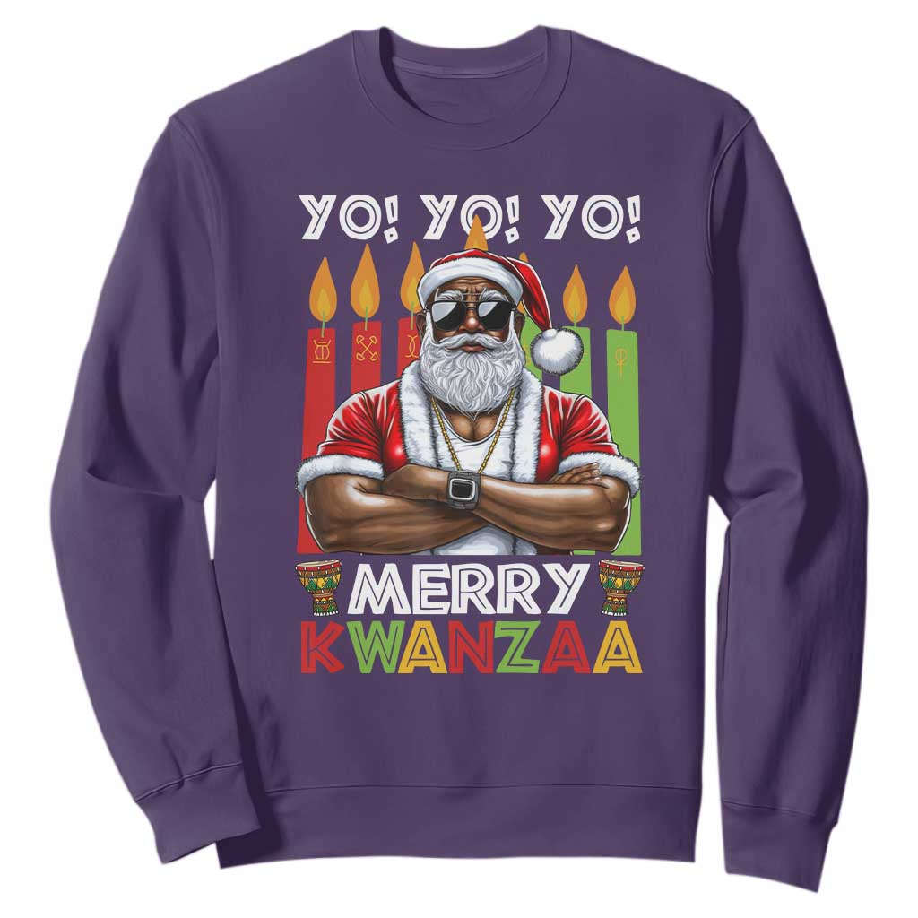 Merry Kwanzaa Sweatshirt Black Christmas African American Santa TS09