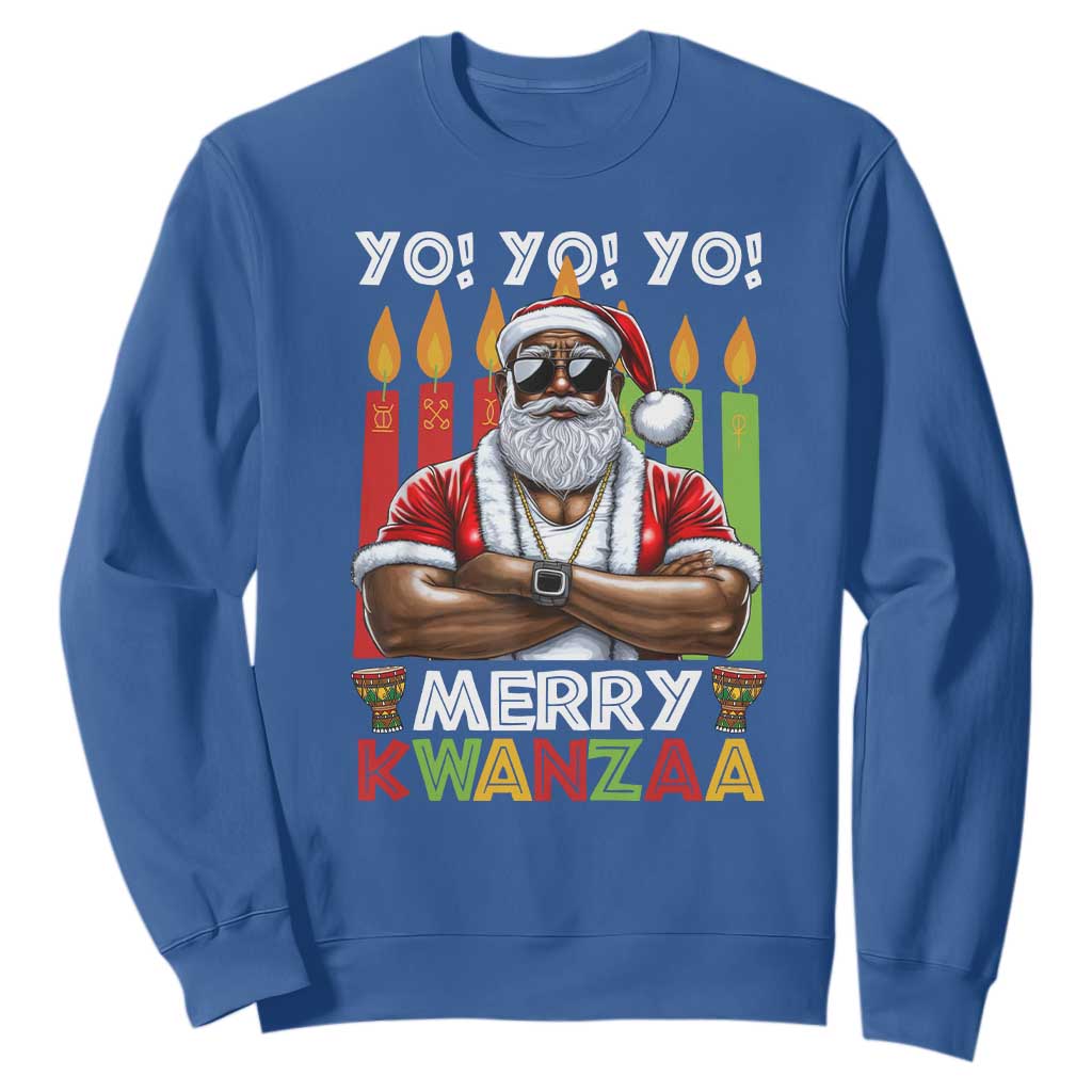 Merry Kwanzaa Sweatshirt Black Christmas African American Santa TS09