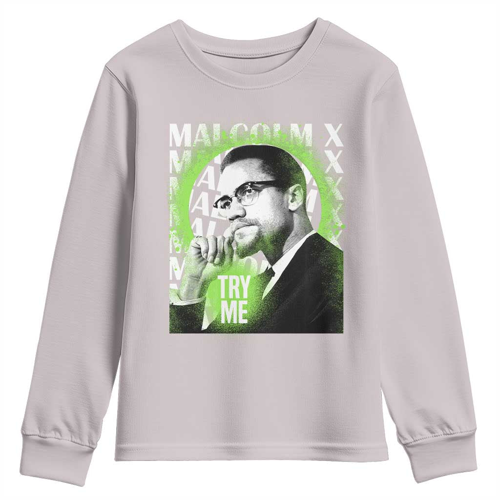 Malcolm X Youth Sweatshirt Try Me Aesthetic Art Black Civil Rights BHM TS09